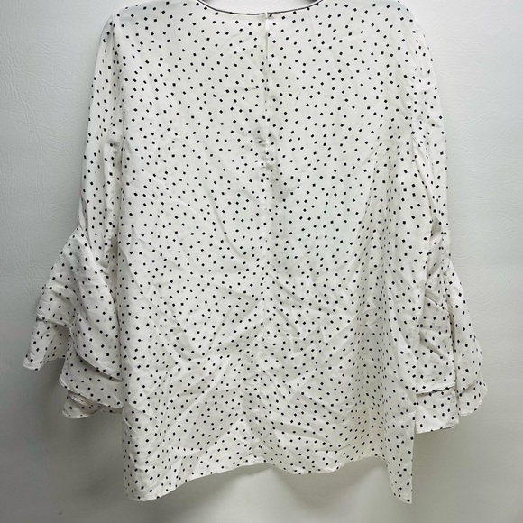 Lafayette 148 New York 100% silk top size M 3/4 ruffle sleeves - Picture 4 of 8